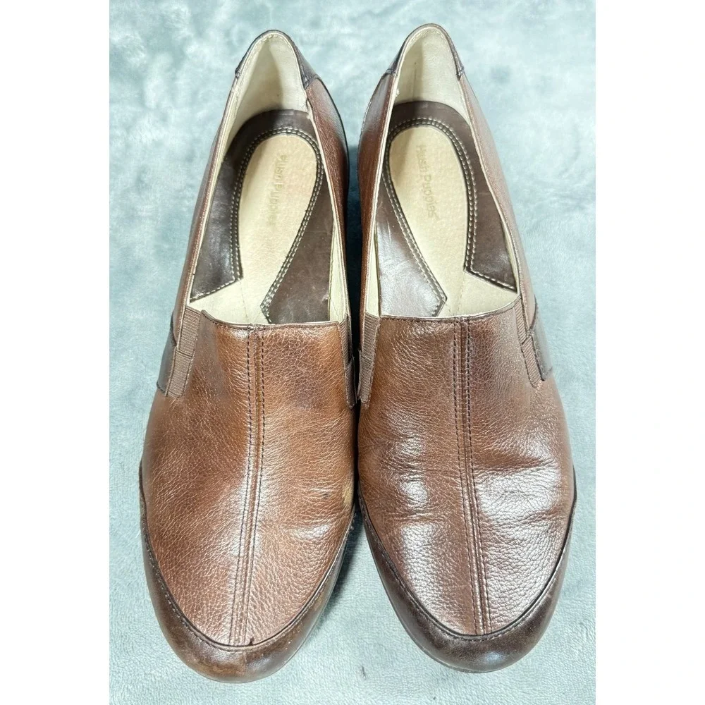 Hush Puppies Loafers Mens 11 Brown Leather Slip On Casual Comfort Shoes